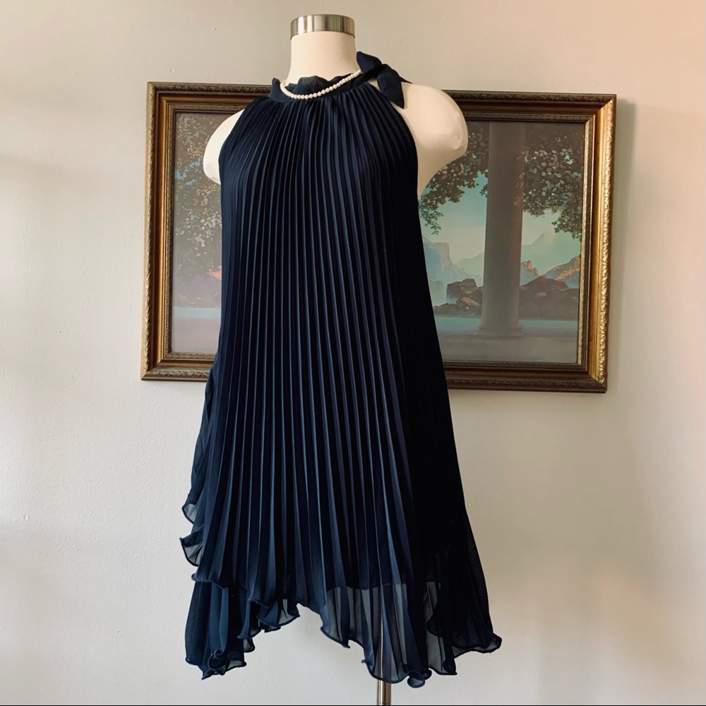 Tanti Becky pleated little black cocktail dress OS